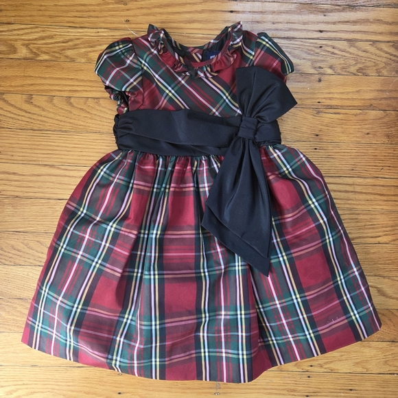 Ralph Lauren Plaid Dress with Black Sash 12M - Picture 1 of 8